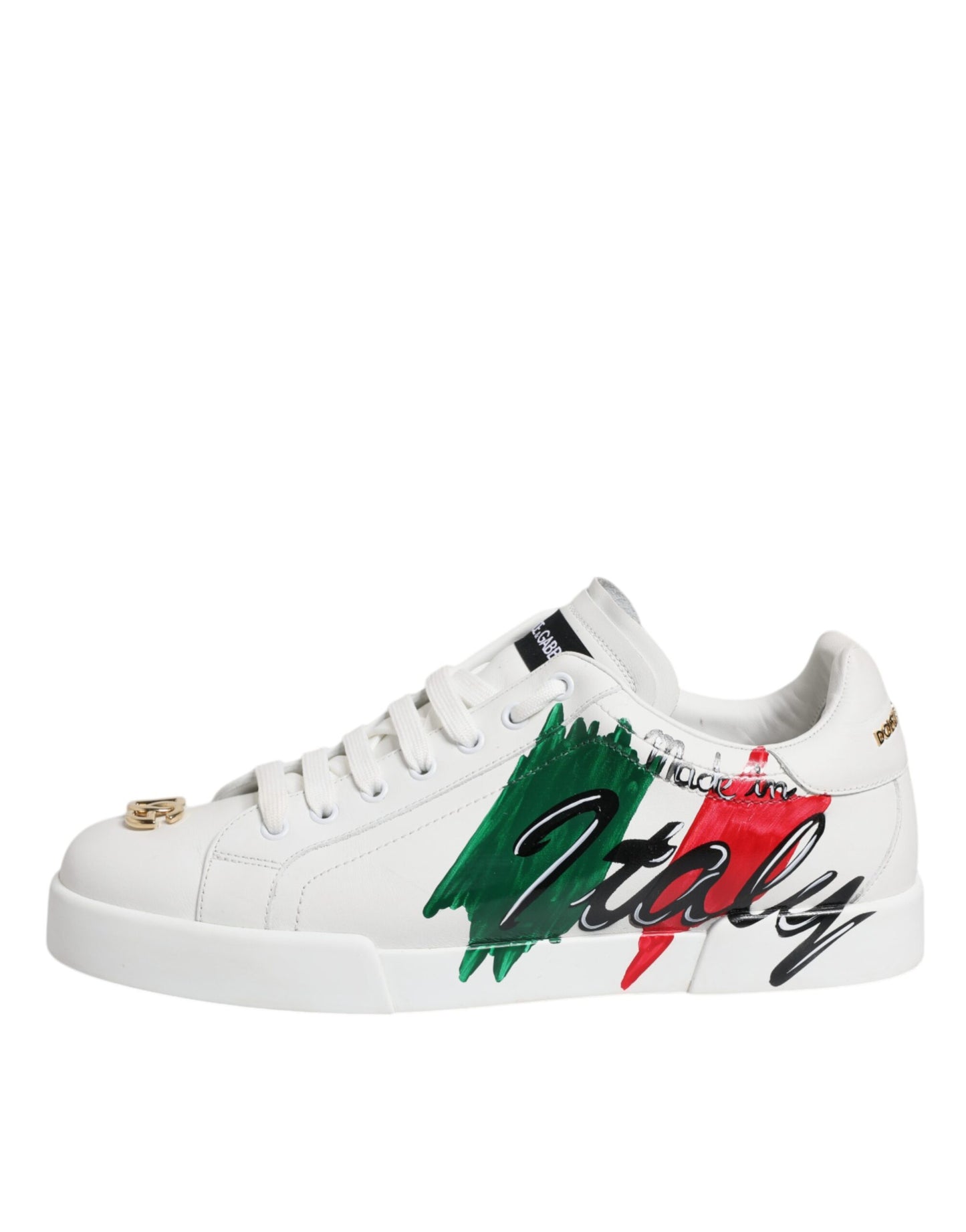 Dolce & Gabbana White Portofino Made In Italy Print Sneakers Shoes Dolce & Gabbana Light Gray