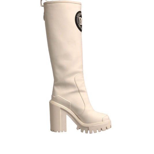 Dolce & Gabbana White DG Logo Hi Trekking Plateau Biker Boots Shoes