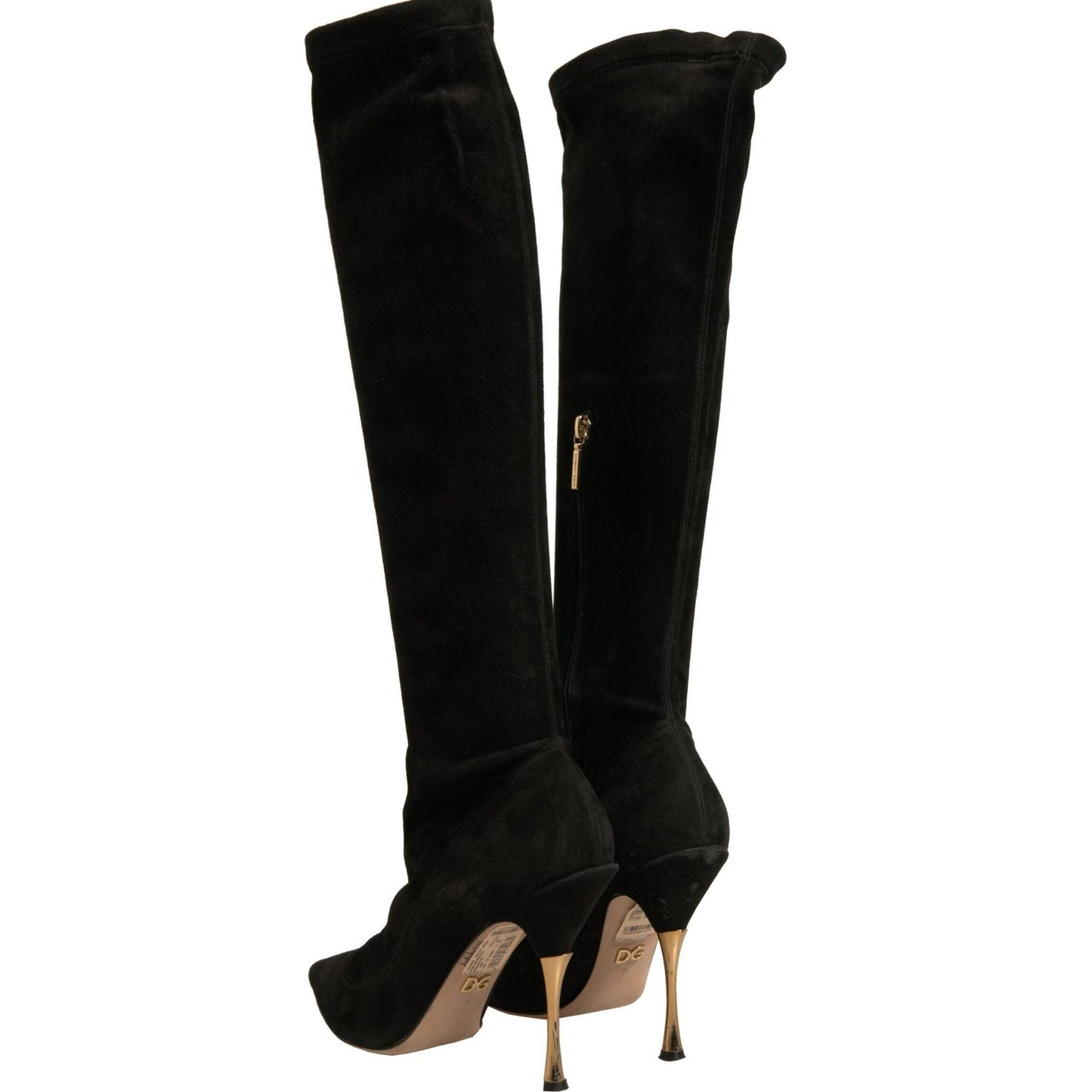 Dolce & Gabbana Black Suede Stiletto Knee High Boots Shoes LA12346-39