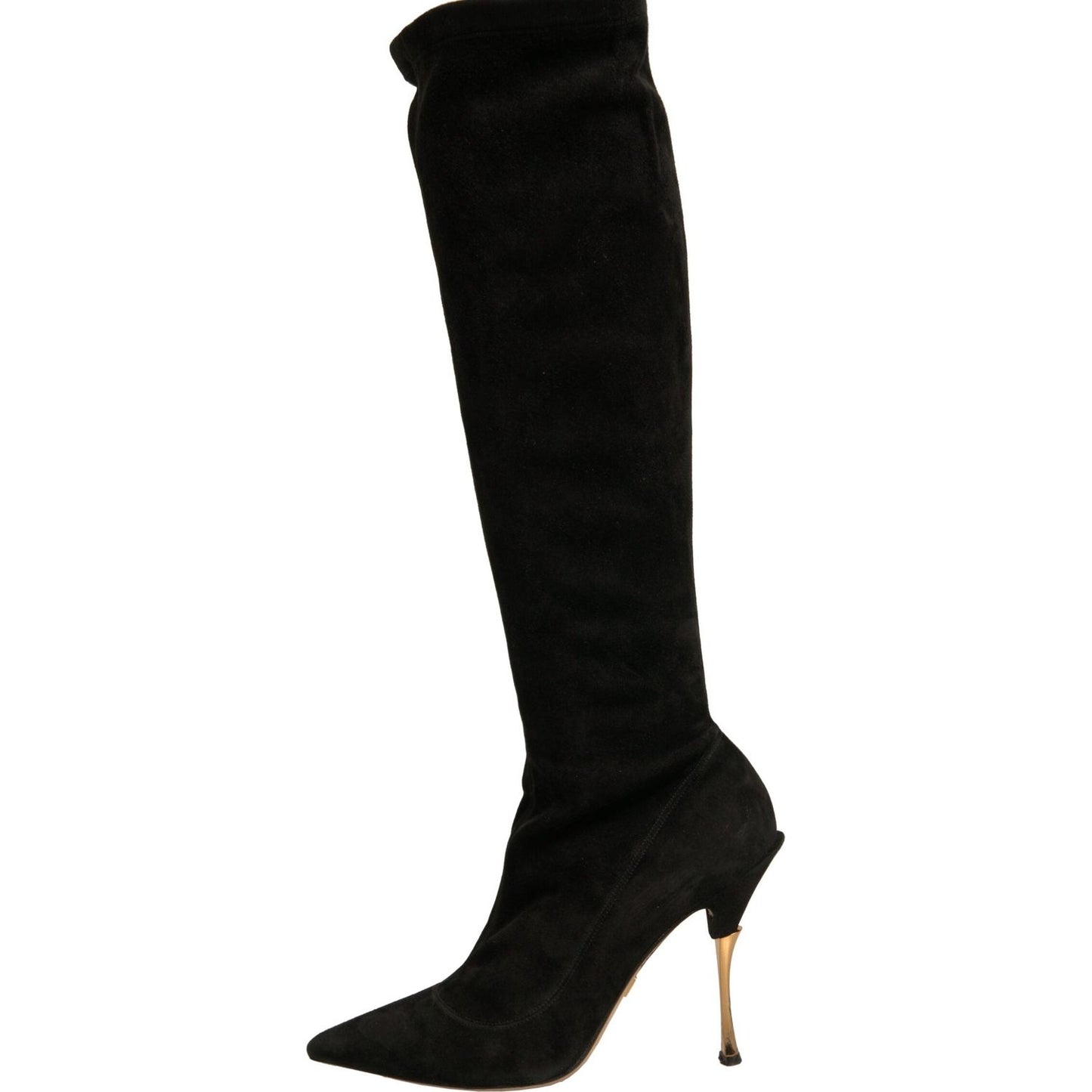Dolce & Gabbana Black Suede Stiletto Knee High Boots Shoes LA12346-39