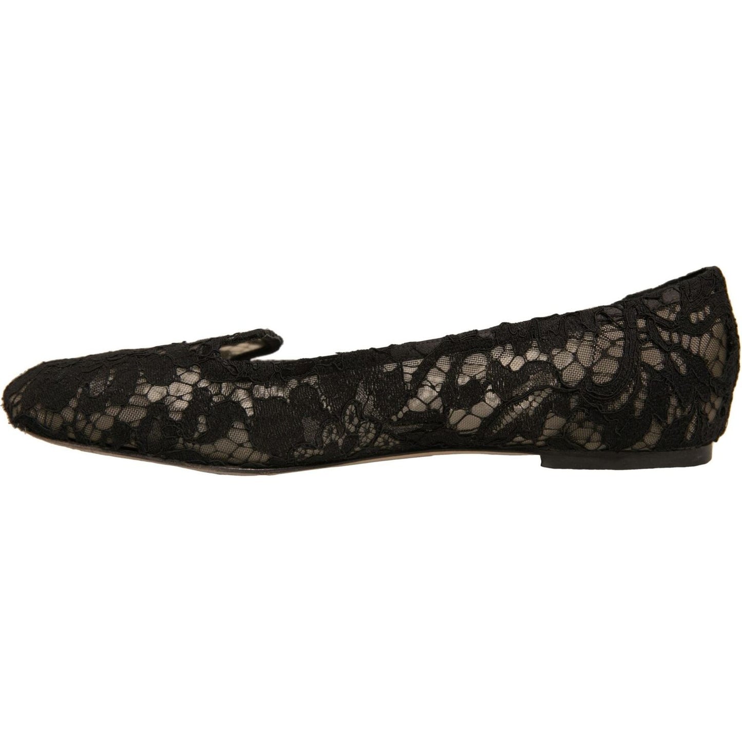 Dolce & Gabbana Black Taormina Lace Slip On Flats Shoes LA12342-41