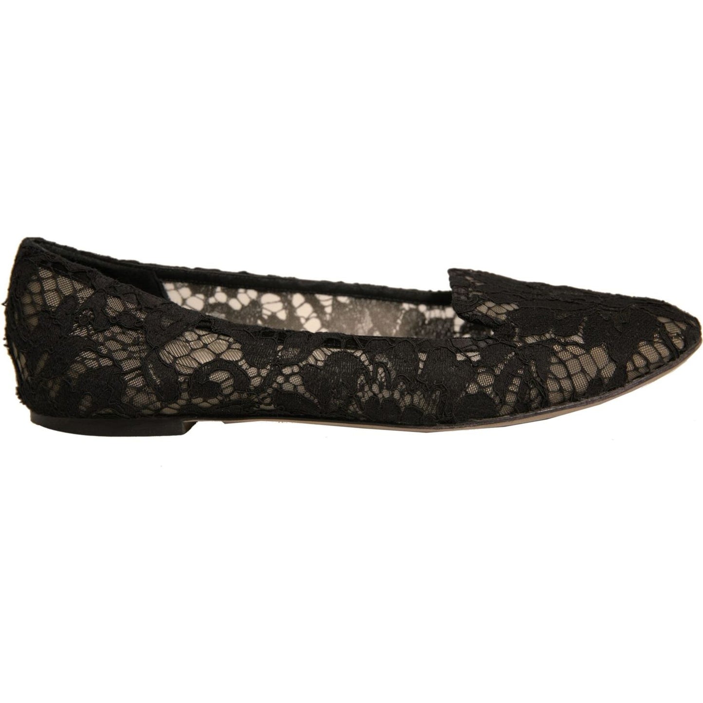 Dolce & Gabbana Black Taormina Lace Slip On Flats Shoes LA12342-41