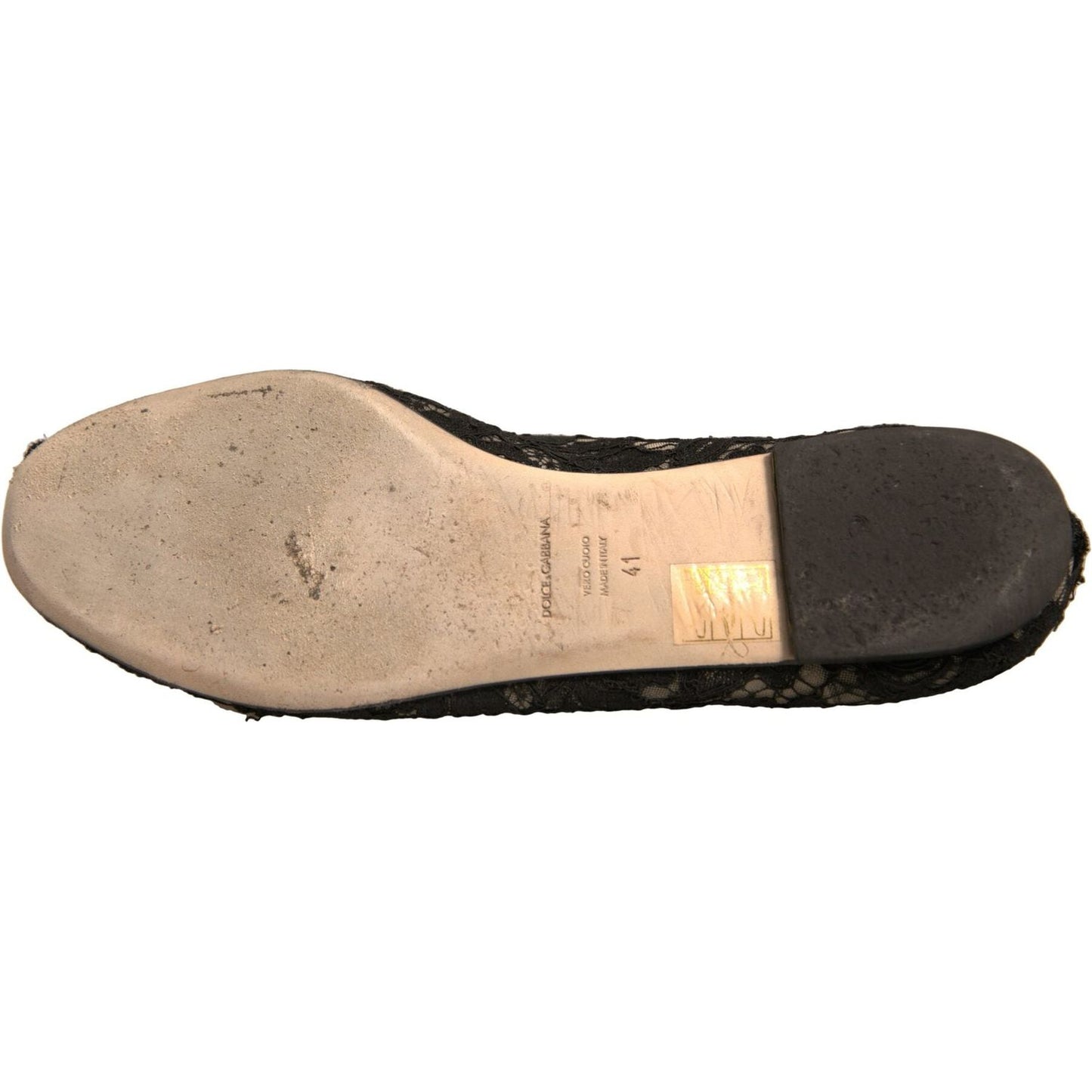 Dolce & Gabbana Black Taormina Lace Slip On Flats Shoes LA12342-41