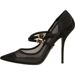 Dolce & Gabbana Black Mesh Mary Jane High Heels Pumps Shoes LA12335-40