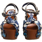Dolce & Gabbana Multicolor Majolica Embellished Wedge Sandals Shoes