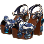 Dolce & Gabbana Multicolor Majolica Embellished Wedge Sandals Shoes
