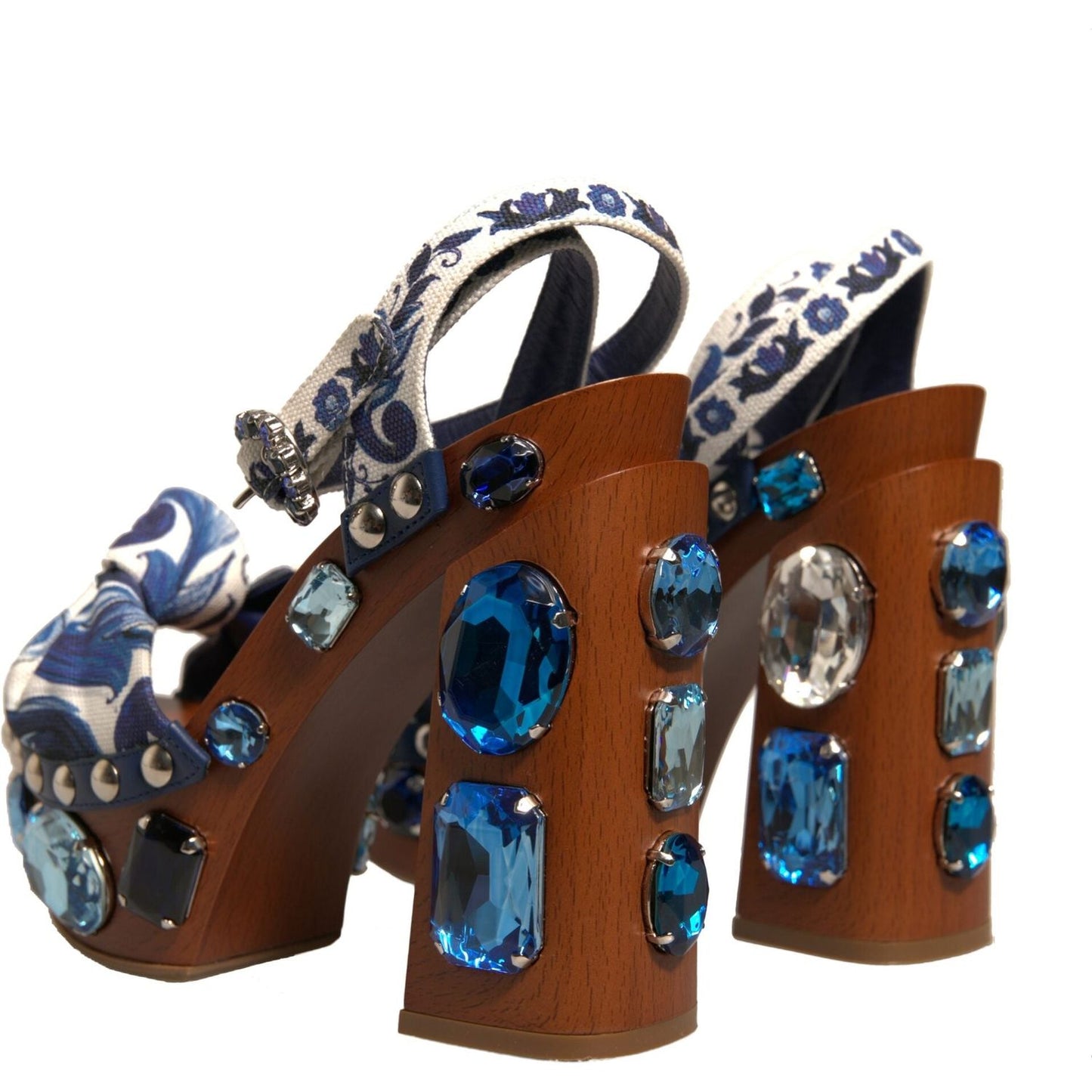 Dolce & Gabbana Multicolor Majolica Embellished Wedge Sandals Shoes