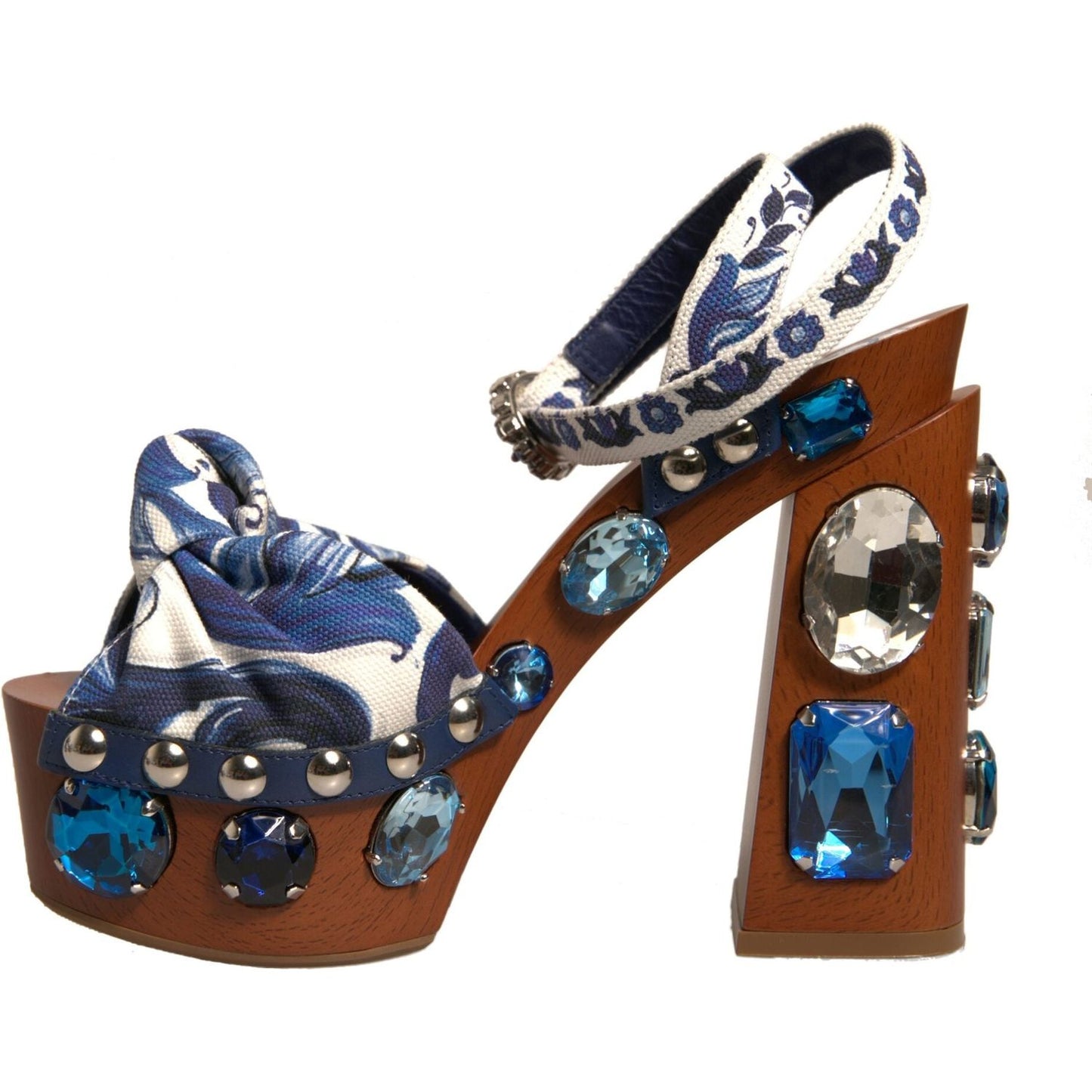Dolce & Gabbana Multicolor Majolica Embellished Wedge Sandals Shoes