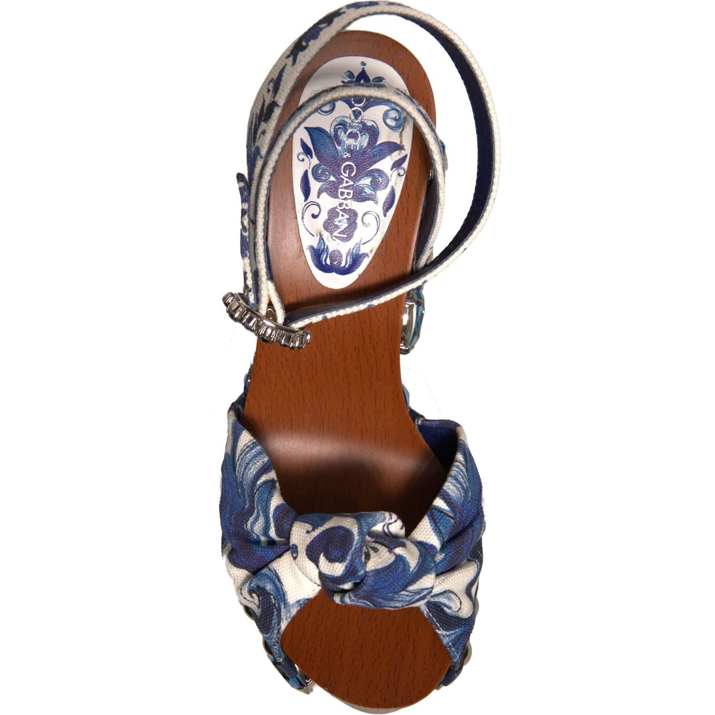 Dolce & Gabbana Multicolor Majolica Embellished Wedge Sandals Shoes