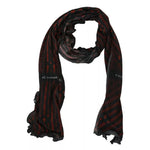 Costume National Black Red Viscose Foulard Branded Scarf MS1636