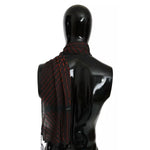 Costume National Black Red Viscose Foulard Branded Scarf MS1636