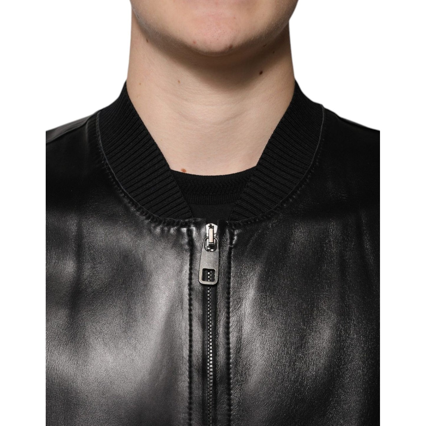 Dolce & Gabbana Black Leather Full Zip Biker Blouson Jacket JKT41203-50