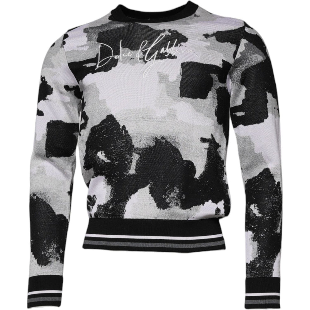 Dolce & Gabbana Multicolor Camouflage Crew Neck Men Pullover Sweater TSH87732-46