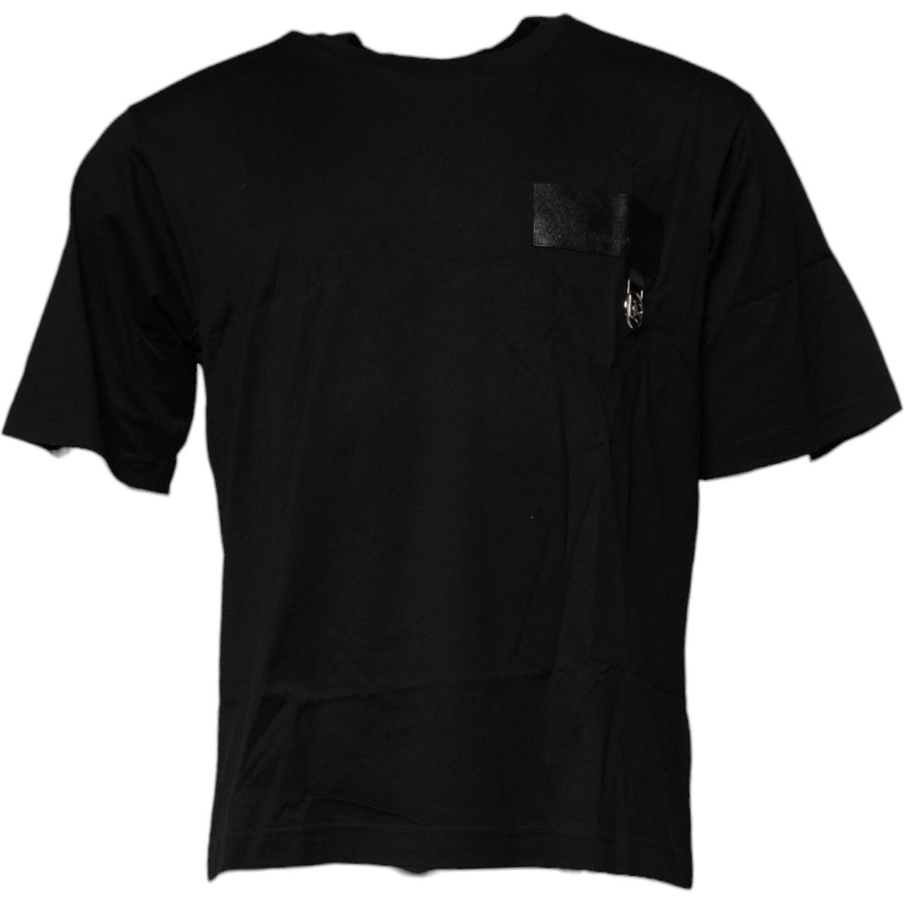 Dolce & Gabbana Black Logo Patch Cotton Crew Neck T-shirt TSH90029-44