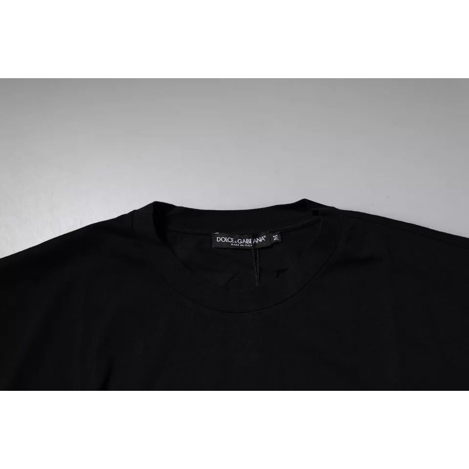 Dolce & Gabbana Black Amore Leopard Cotton Crew Neck T-shirt TSH90039-44