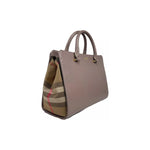 Burberry Small Banwell Leather Tote Bag Purse Grey Mink 29192