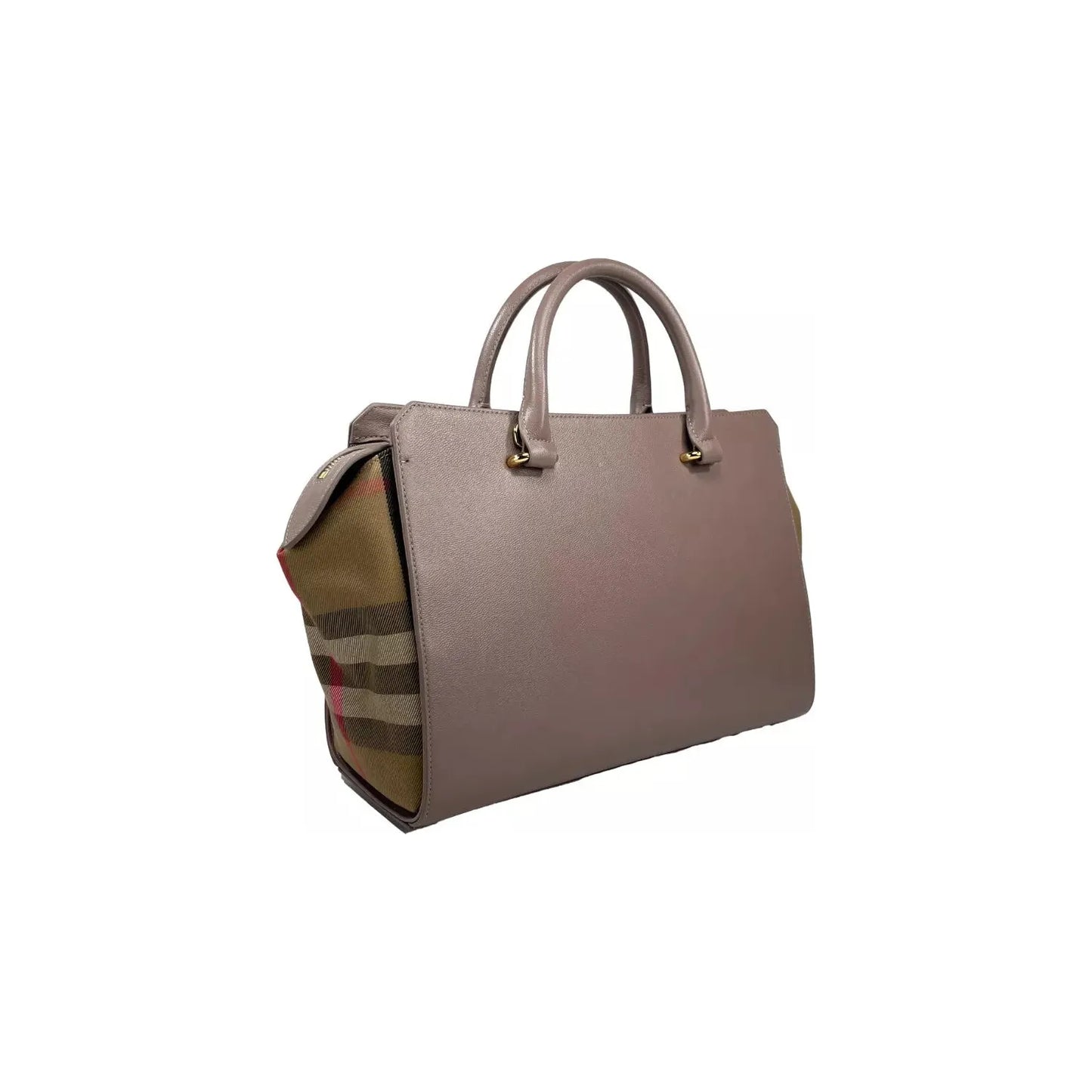 Burberry Small Banwell Leather Tote Bag Purse Grey Mink 29192