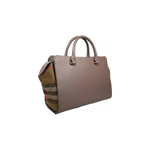 Burberry Small Banwell Leather Tote Bag Purse Grey Mink 29192