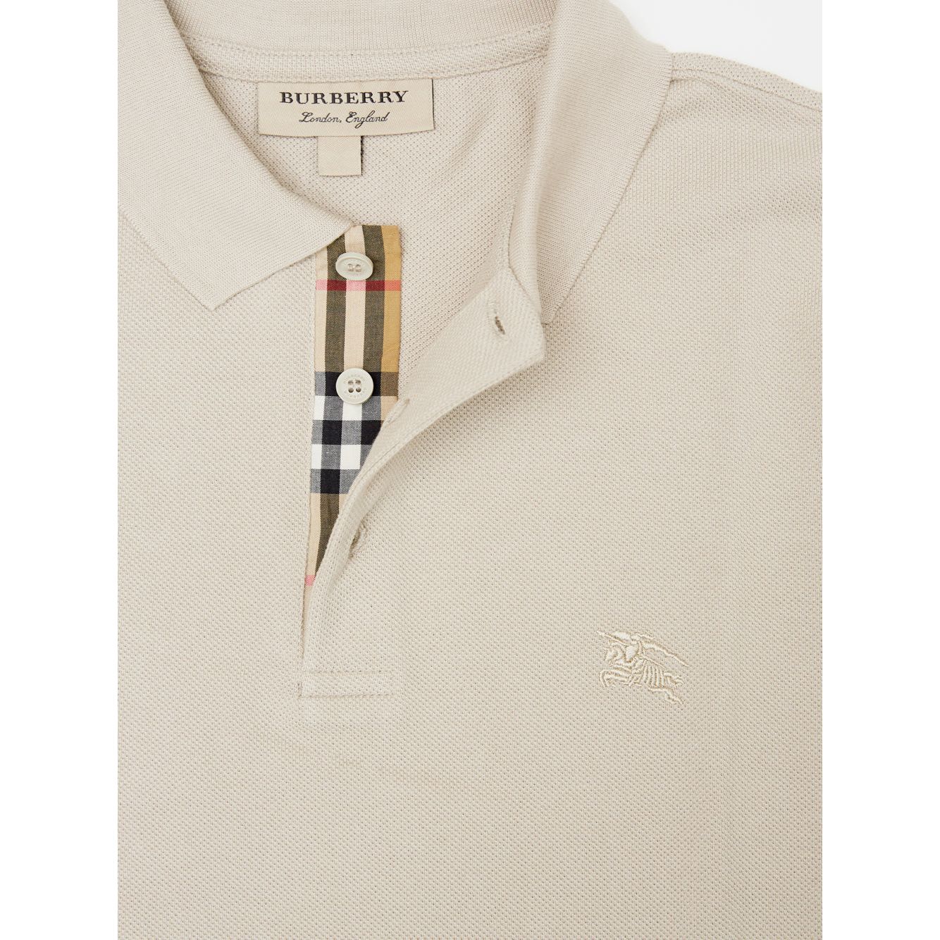 Burberry Pale Stone Cotton Collared Polo Shirt Burberry Light Gray