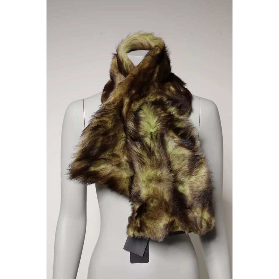 Dolce & Gabbana Multicolor Fur Shawl Neck Wrap Cover Collar Scarf MS7100