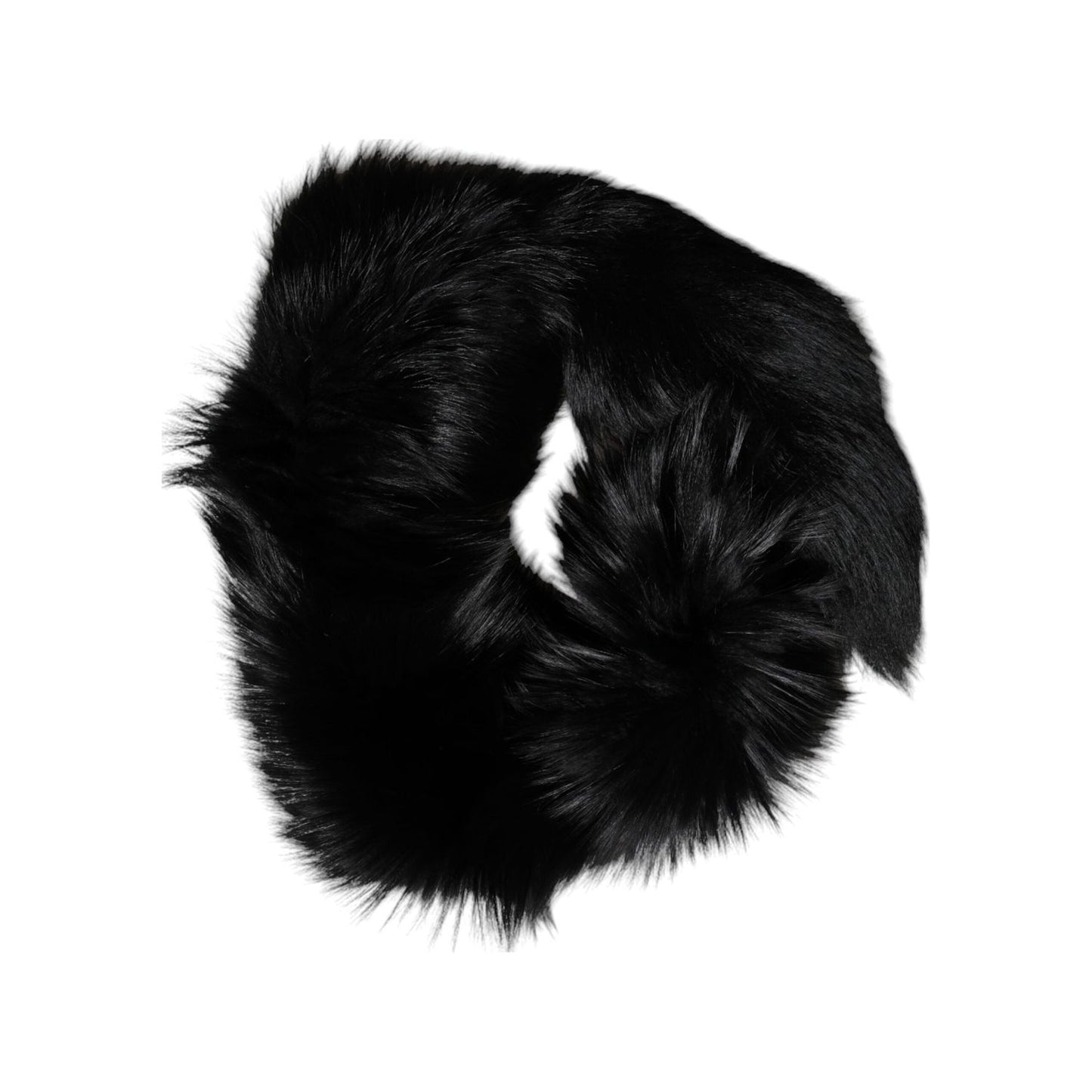 Dolce & Gabbana Black Fox Fur Neck Wrap Warmer Winter Scarf MS7117