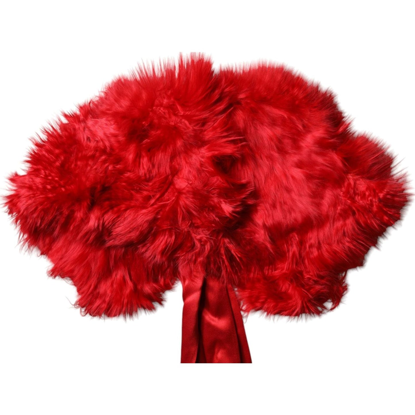 Dolce & Gabbana Red Alpaca Fur Women Neck Warmer Winter Scarf