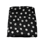 Dolce & Gabbana Black White Polka Dots Fringes Wrap Scarf MS7159