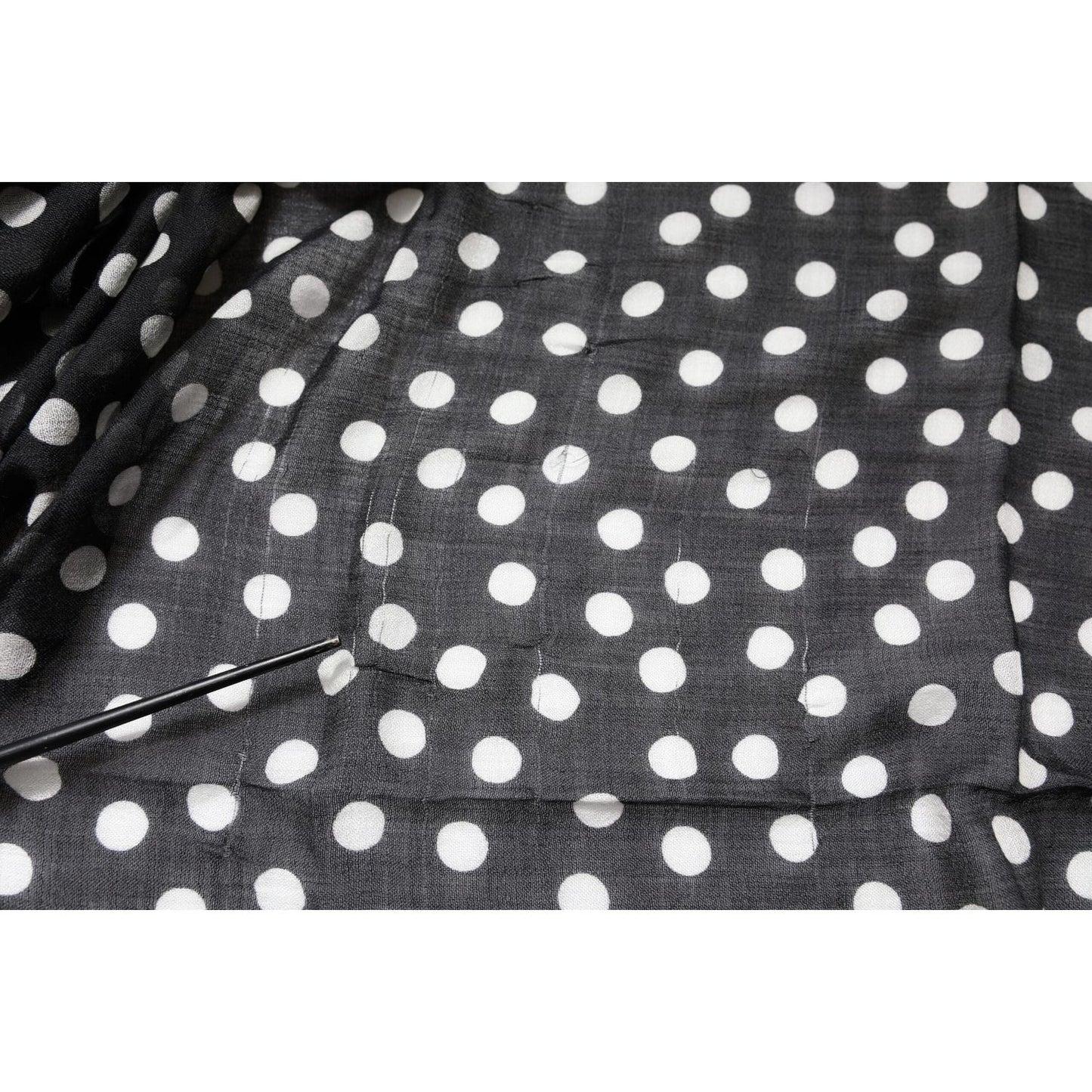 Dolce & Gabbana Black White Polka Dots Fringes Wrap Scarf MS7159