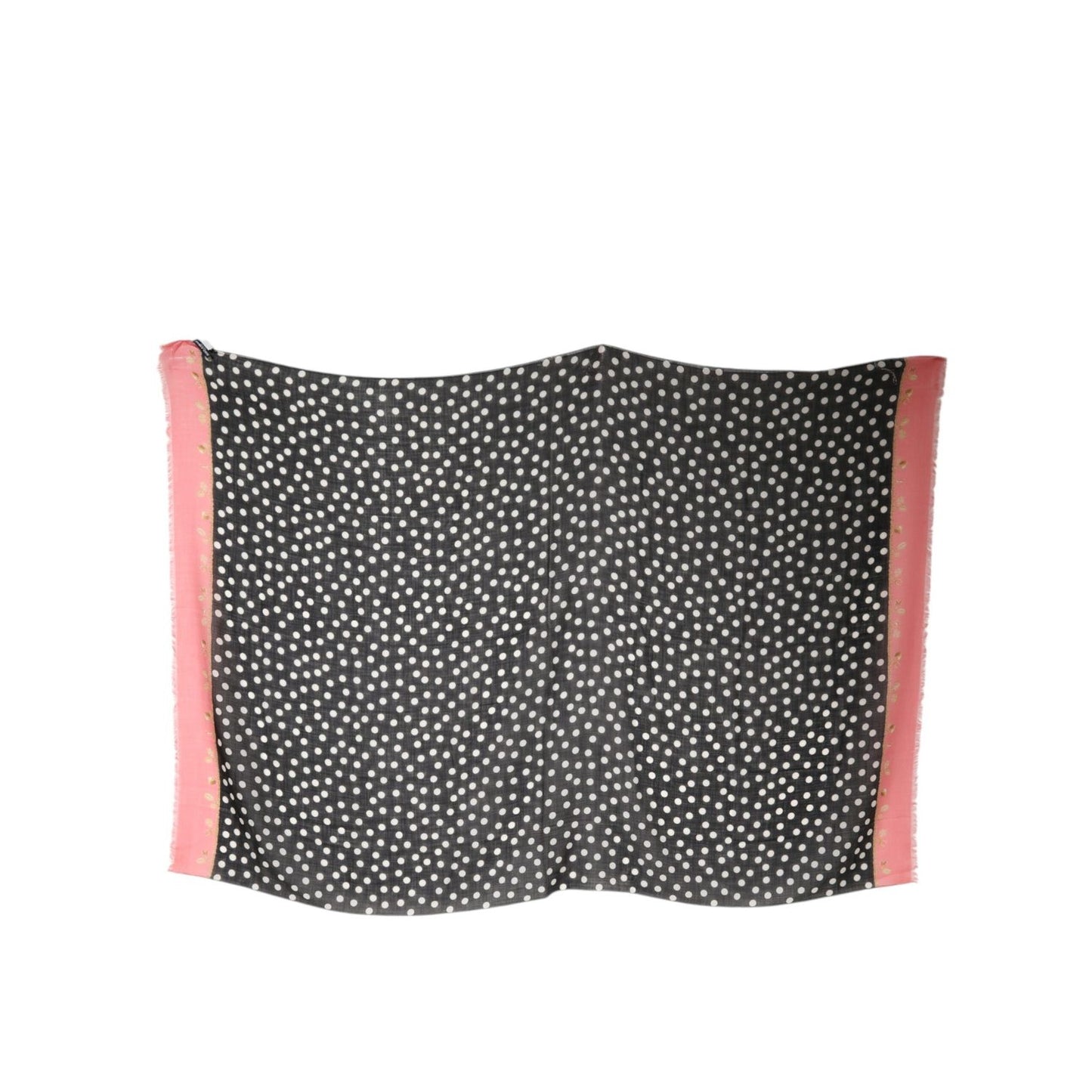 Dolce & Gabbana Black White Polka Dots Fringes Wrap Scarf MS7160