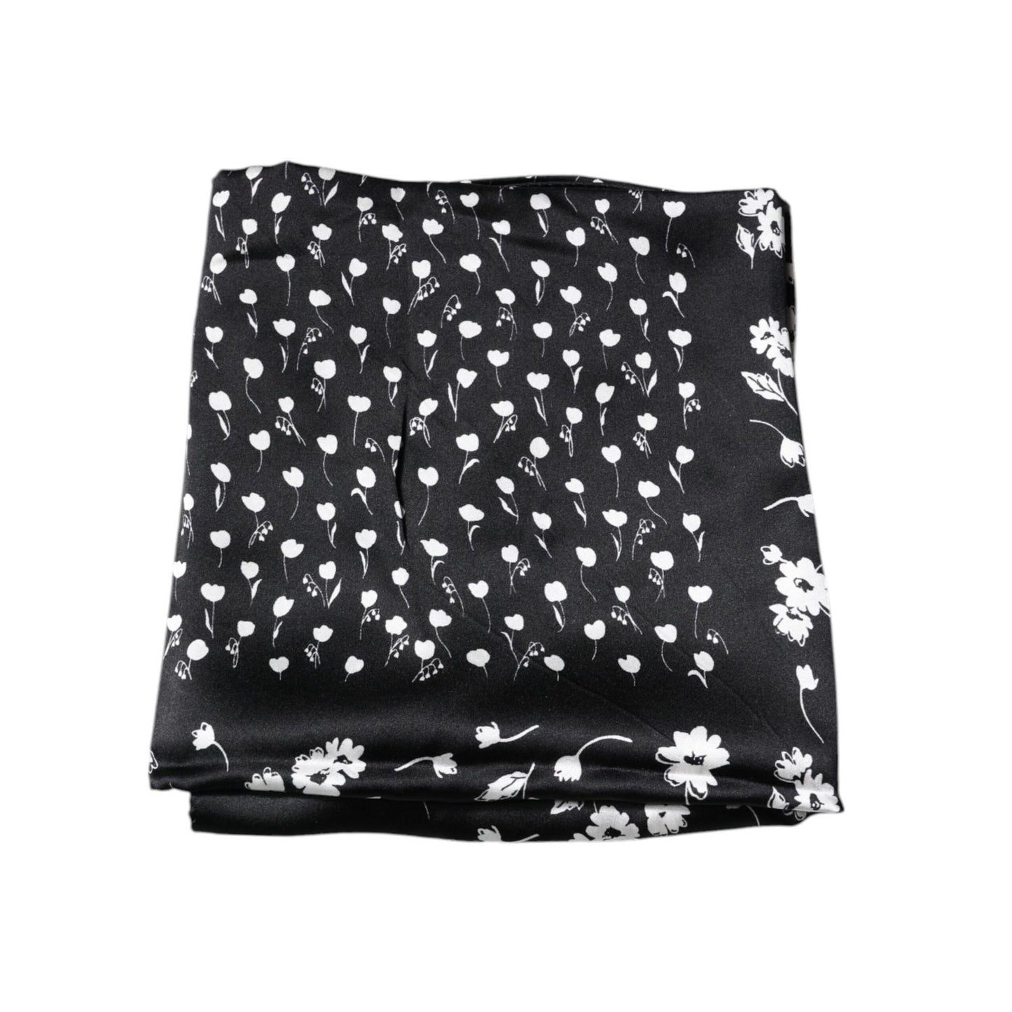 Dolce & Gabbana Black Floral Silk Square Wrap Shawl Scarf MS7192