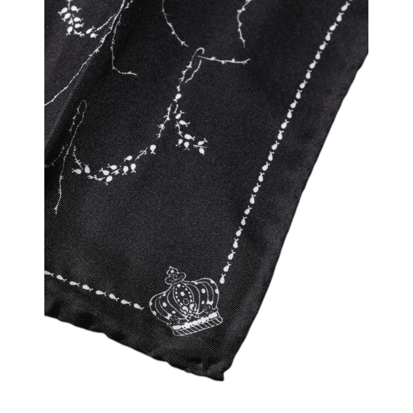 Dolce & Gabbana Black Patterned Silk Handkerchief Scarf MS7237
