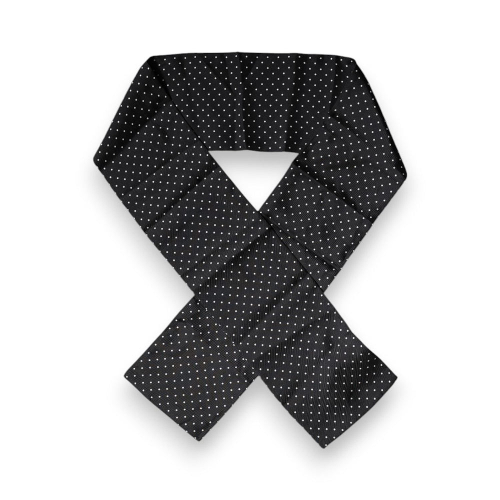 Dolce & Gabbana Black Polka Dots Silk Skinny Neck Wrap Scarf MS7301