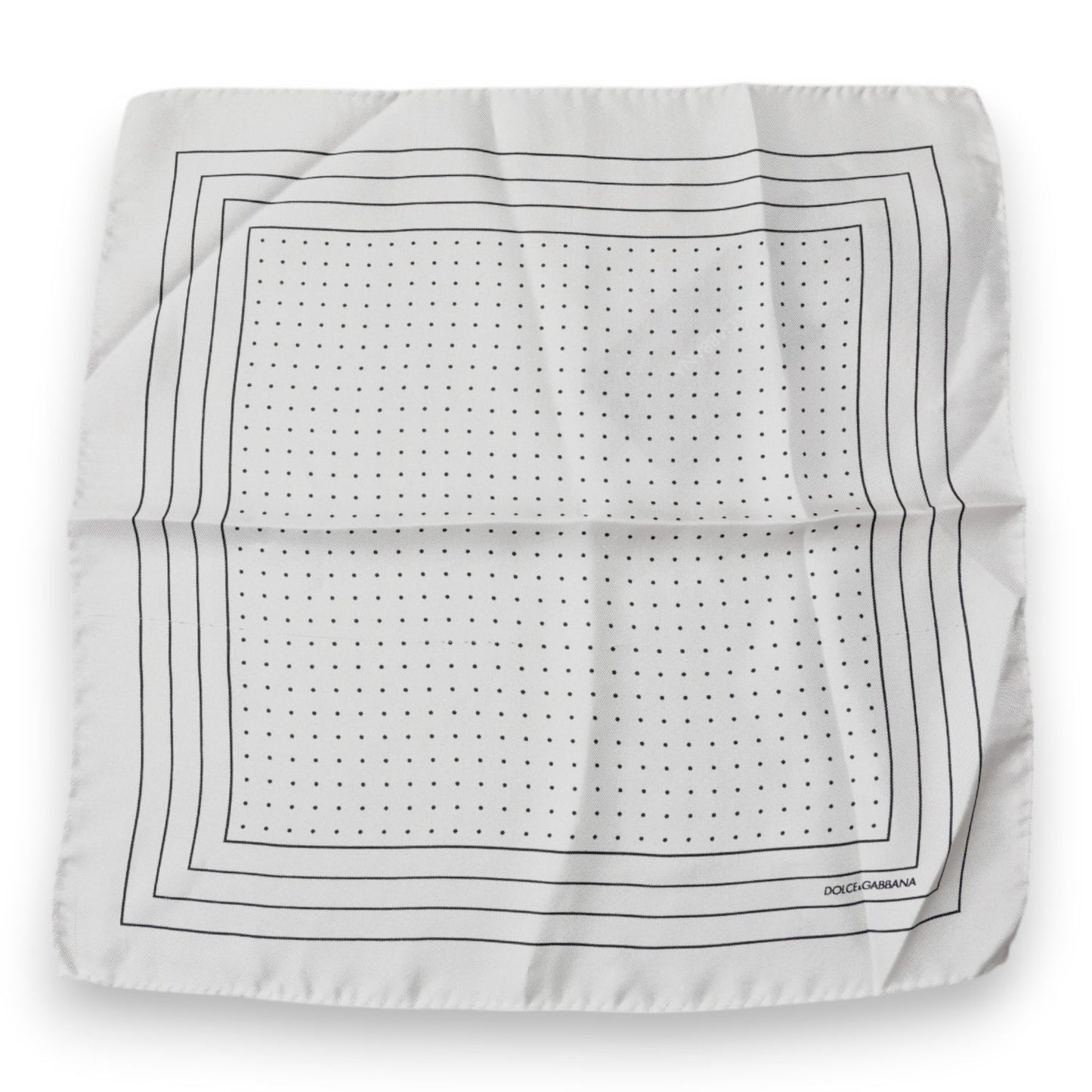 Dolce & Gabbana White Polka Dots Square Handkerchief Scarf MS7319