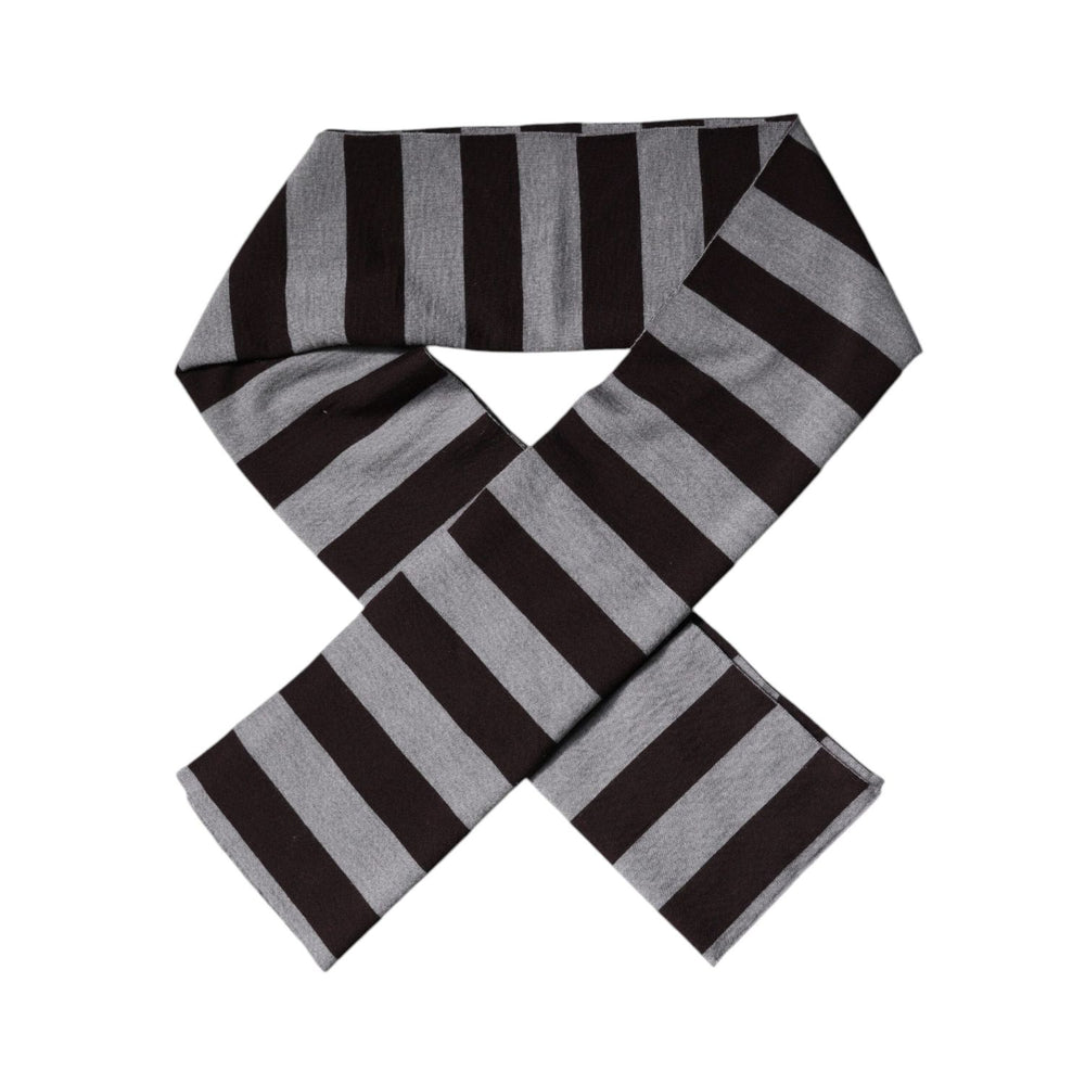 Dolce & Gabbana Black Gray Stripes Wool Neck Wrap Scarf MS7429