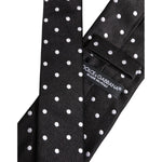 Dolce & Gabbana Black Polka Dots Silk Adjustable Necktie Tie KRA3466