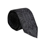 Dolce & Gabbana Black Gray Flower Print Adjustable Necktie Tie KRA3470
