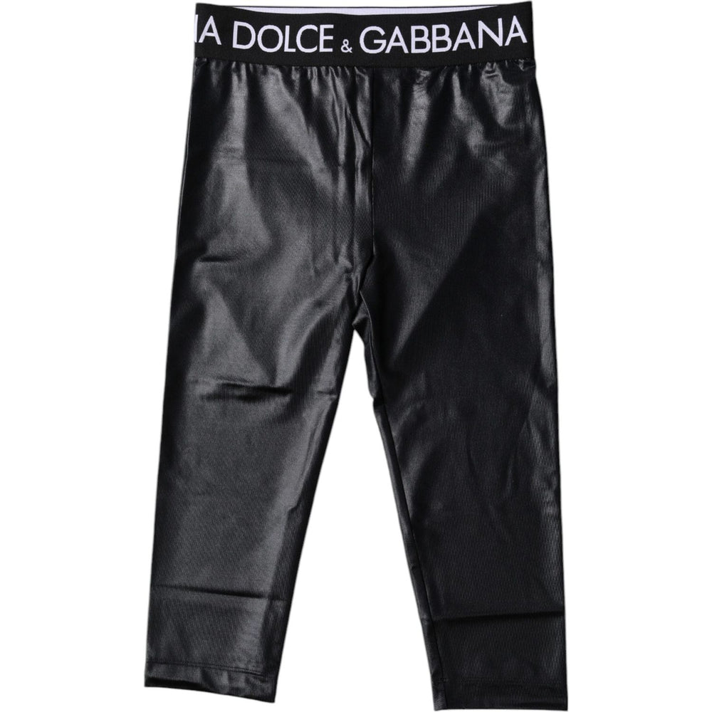 Dolce & Gabbana Black Logo Nylon Cropped Tights Pants Underwear BIK1964-2