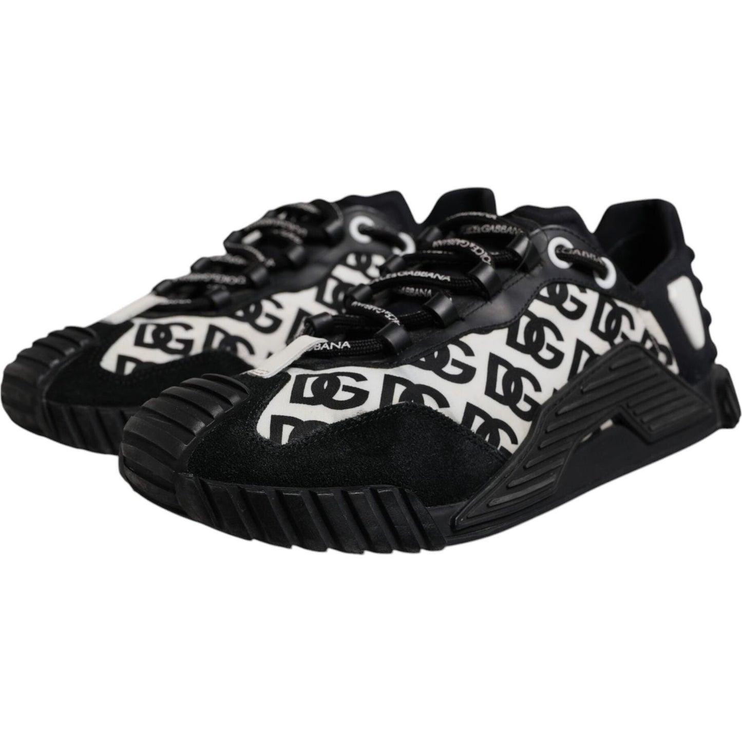 Dolce & Gabbana Black Logo Lace Up Low Top NS1 Sneakers Shoes MV7191-42
