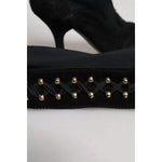 Dolce & Gabbana Black Lace Up Heels High Boots Shoes LA12500-39