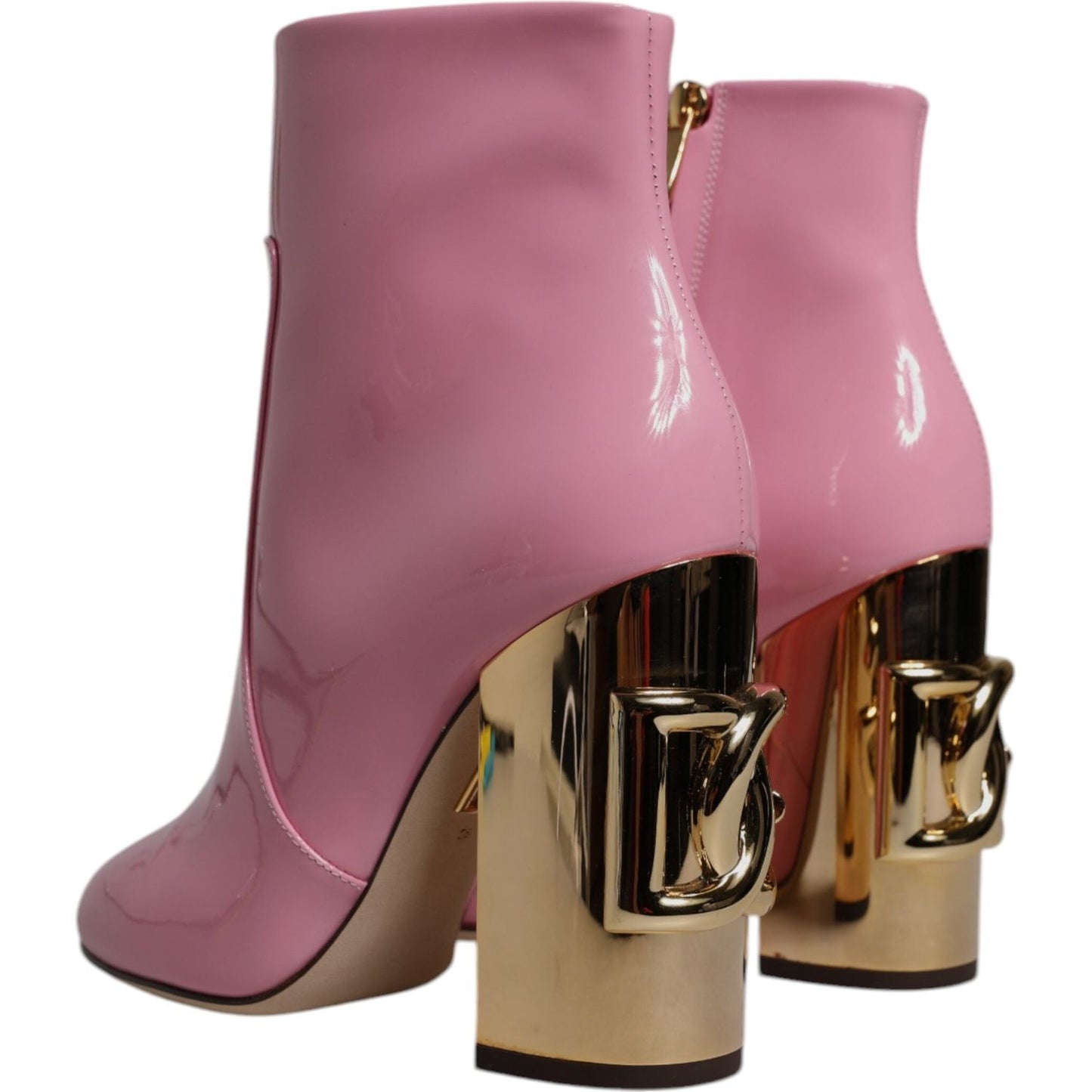 Dolce & Gabbana Pink Patent Leather Heel Mid Calf Boots Shoes