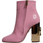Dolce & Gabbana Pink Patent Leather Heel Mid Calf Boots Shoes