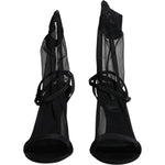 Dolce & Gabbana Black Tulle Stretch Heels Sandals Shoes