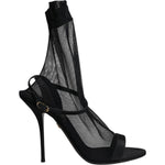 Dolce & Gabbana Black Tulle Stretch Heels Sandals Shoes