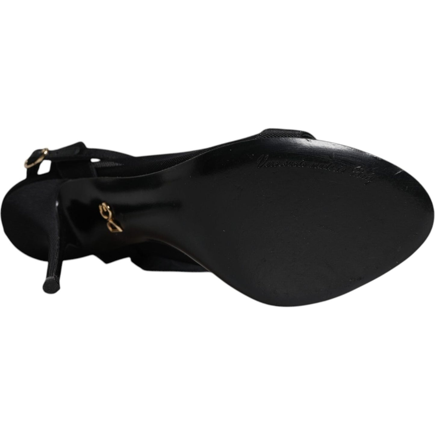 Dolce & Gabbana Black Tulle Stretch Heels Sandals Shoes