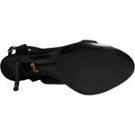 Dolce & Gabbana Black Tulle Stretch Heels Sandals Shoes