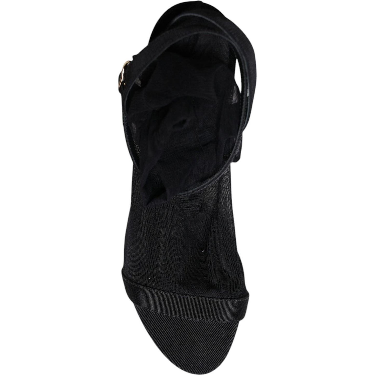 Dolce & Gabbana Black Tulle Stretch Heels Sandals Shoes