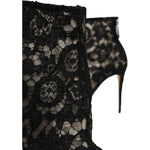 Dolce & Gabbana Black Floral Lace Heels Ankle Boots Shoes