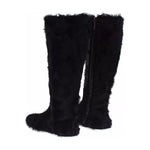 Dolce & Gabbana Black Xiangao Lamb Fur Leather Boots Shoes LA2101-36
