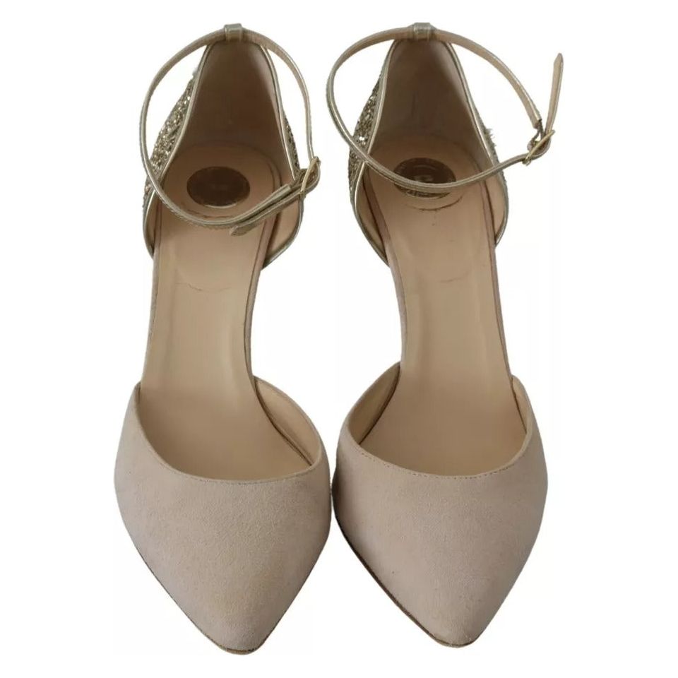 Elisabetta Franchi Beige Linen Ankle Strap High Heels Shoes 1728,67345645728,Bags,Beige,Elisabetta Franchi,EU37.5/US7,Material: Suede,Preowned / Defect,Sandals - Women - Shoes,Women,Women - Shoes Elisabetta Franchi LA8355-37.5