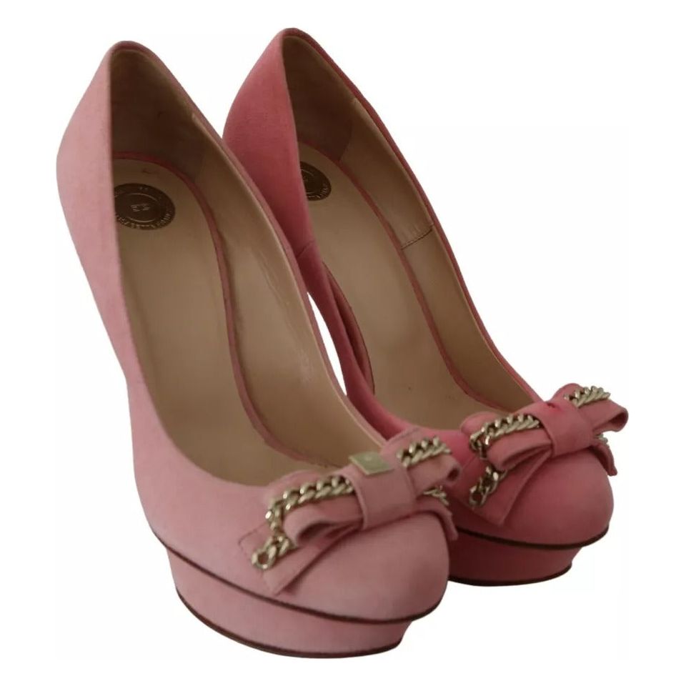 Elisabetta Franchi Pink Bow Stiletto Heel Pumps Shoes 1728,67345645728,Elisabetta Franchi,EU36/US6,Material: Suede,Pink,Preowned / Defect,Pumps - Women - Shoes,Shoes,Women,Women - Shoes Elisabetta Franchi LA8365-36